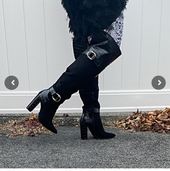 ❤ NEW ❤ Sexy Black Block Heel Boot Over the Knee Zipper Closure. Winter & Fall. - Picture 6 of 10